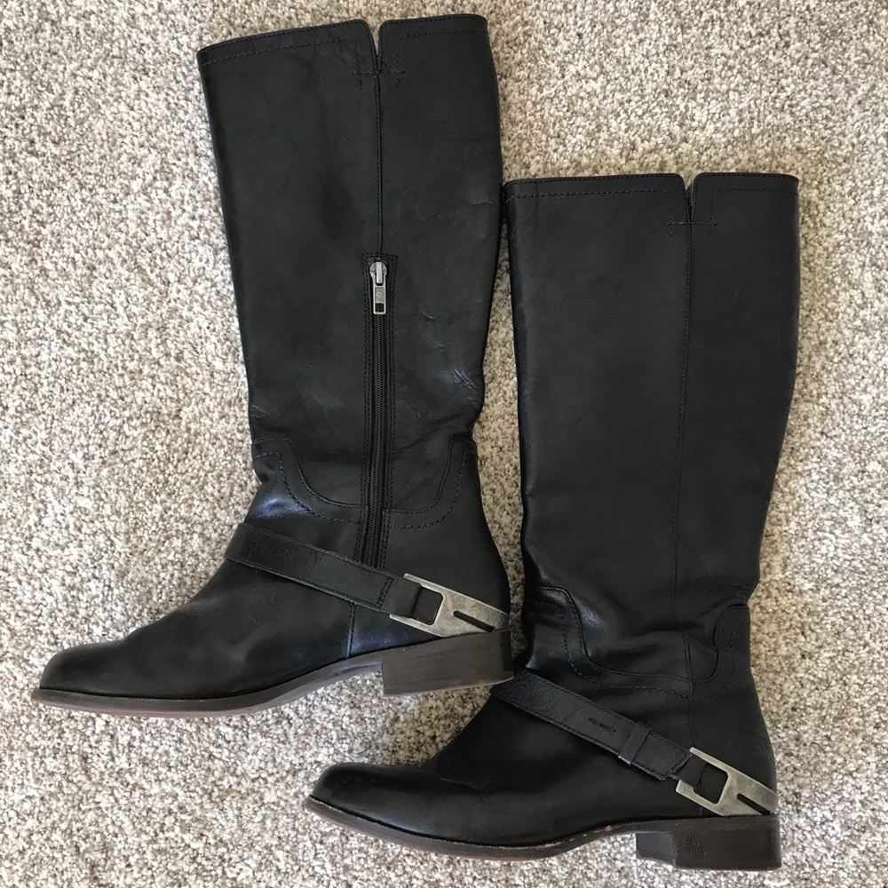 Leather knee high Ugg boots